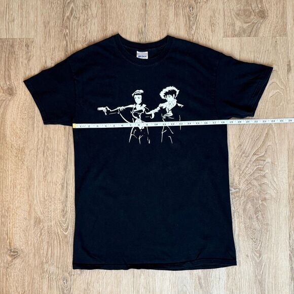 Gildan Graphic T-Shirt Pulp Fiction Cowboy Bebop Mashup Black Medium Tee - Picture 4 of 5